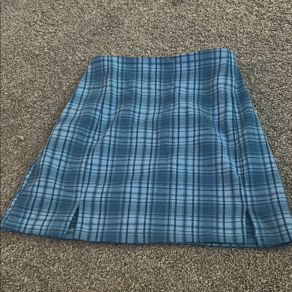 Brandy Melville Blue A-Line Mini Skirt with Slit